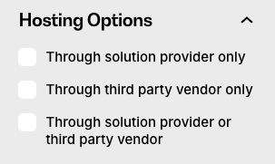 screenshot of hosting options filters
