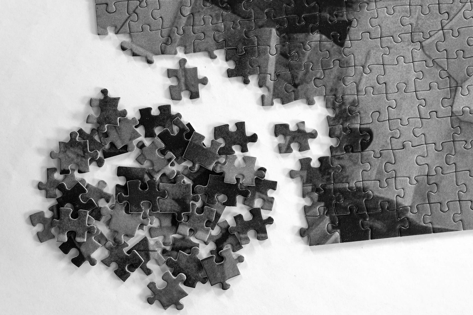 A partially complete jigsaw puzzle